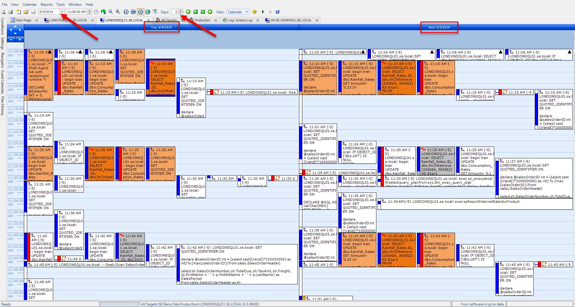 Multi-day calendar view
